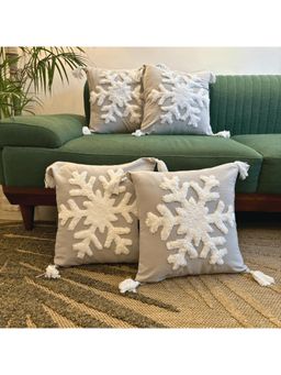 LUSHLYF - Snowflake Tufted Cushion Cover - Grey (Pack of 4)