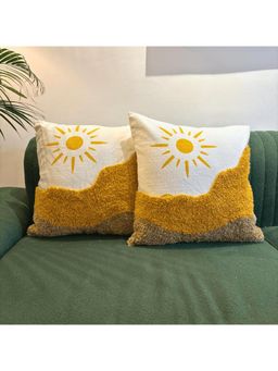 LUSHLYF - Sunny Horizon Tufted Cushion Cover - Yellow (Pack of 2)
