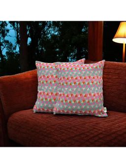 LUSHLYF - Geometric Jacquard Cushion Cover - Multi-Color (Pack of 2)