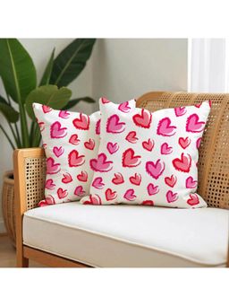 LUSHLYF - Valentine's Watercolor Hearts Velvet Cushion Cover - Pink (Pack of 2)