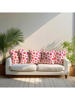 LUSHLYF - Valentine's Watercolor Hearts Velvet Cushion Cover - Pink (Pack of 5)