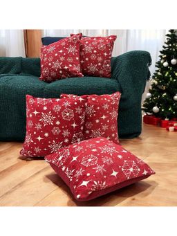 LUSHLYF - Winter Wonderland Jacquard Cushion Covers - Red (Pack of 5)