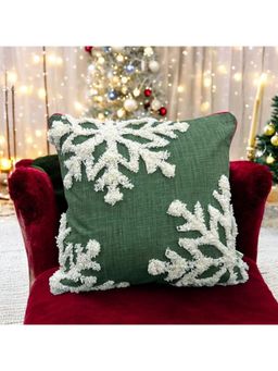 LUSHLYF - Evergreen Snowflake Tufted Cushion Cover - Green