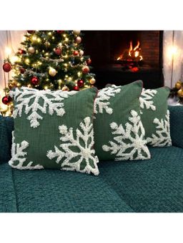 LUSHLYF - Evergreen Snowflake Tufted Cushion Cover - Green (Pack of 3)