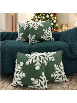 LUSHLYF - Evergreen Snowflake Tufted Cushion Cover - Green (Pack of 4)