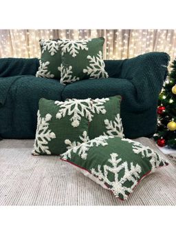 LUSHLYF - Evergreen Snowflake Tufted Cushion Cover - Green (Pack of 5)