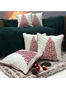 LUSHLYF - Festive Red Tree Tufted Cushion Cover - Red (Pack of 5)