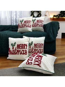 LUSHLYF - Merry Christmas Tufted Cushion Cover - White (Pack of 5)