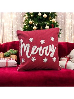 LUSHLYF - Merry Script Tufted Cushion Cover - Red