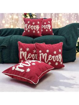 LUSHLYF - Merry Script Tufted Cushion Cover - Red (Pack of 5)