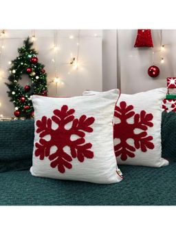 LUSHLYF - Snowflake Charm Tufted Cushion Cover - White (Pack of 2)