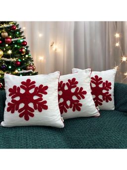 LUSHLYF - Snowflake Charm Tufted Cushion Cover - White (Pack of 3)