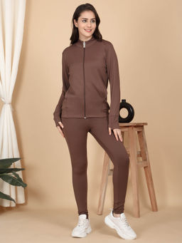 Sweet Dreams - Women Brown Solid Zipper with Tights (Set of 2)