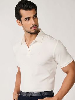 S&N by Shantnu Nikhil - Men White Solid Polo T-Shirt