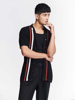 S&N by Shantnu Nikhil - Men Black Stripes T-Shirt