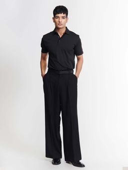 S&N by Shantnu Nikhil - Men Black Solid Polo T-Shirt