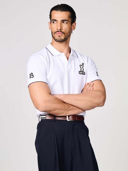 S&N by Shantnu Nikhil - Men Off White Graphic Polo T-Shirt