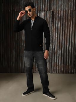 High Star - Men Regular Knitted Regular Fit Acrylic High Neck Long Sleeve Cardigan