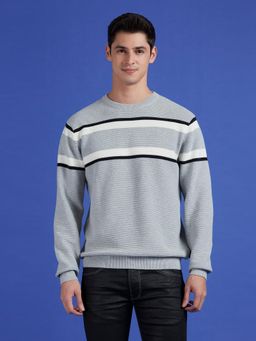 Pepe Jeans - Grey Stripes Full Sleeve Sweater