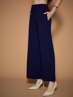 KASSUALLY - URBANGRACE BY KASSUALLY Womens Navy Blue Tailored Straight Trouser