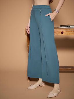 KASSUALLY - URBANGRACE BY KASSUALLY Womens Blue Tailored Straight Trouser