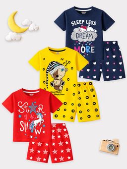 Kuchipoo - Girls Regular Fit Cotton T-Shirts and Shorts (Pack of 3)