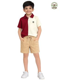 Kuchipoo - Boys Colorblock Cotton Polo T-Shirt with Shorts
