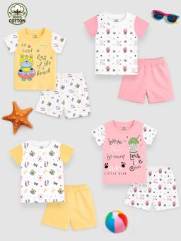 Kuchipoo - Girls Regular Fit Cotton T-Shirts and Shorts (Pack of 4)
