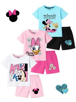 Kuchipoo - Disney Girls Regular Fit Cotton T-Shirts and Shorts (Pack of 3)