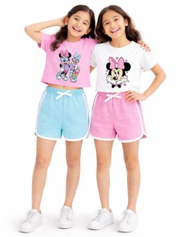 Kuchipoo - Disney Girls Regular Fit Cotton T-Shirts and Shorts (Pack of 2)
