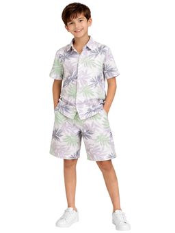 Kuchipoo - Boys White Cotton Printed Regular Fit Shirt and Shorts