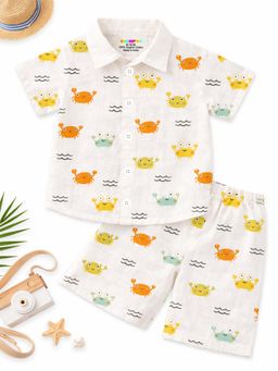 Kuchipoo - Boys Cotton Printed Shirt and Shorts Set Regular Fit Half Sleeves