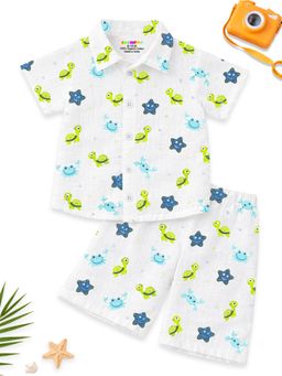 Kuchipoo - Boys Cotton Printed Shirt and Shorts Set Regular Fit Half Sleeves