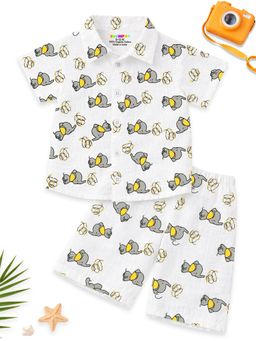 Kuchipoo - Boys Cotton Printed Shirt and Shorts Set Regular Fit Half Sleeves