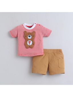 Little Kangaroos - Boys Red Striped T-Shirt and Shorts