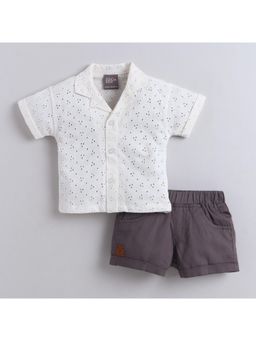 Little Kangaroos - Boys Cream Schiffle Shirt and Shorts