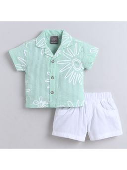 Little Kangaroos - Boys Mint Printed Shirt and Shorts