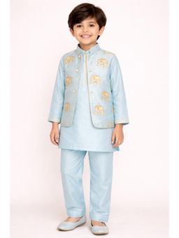 POCOMICO - Years Blue Majestic Blue Kurta and Pyjama with Jacket