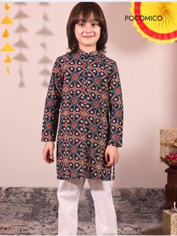 POCOMICO - Black Night Jasmine Kurta and Pyjama