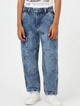 max - Boys Washed Straight Fit Cargo Jeans