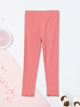 max - Girls Pink Ribbed Leggings