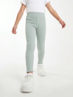 max - Girls Green Ribbed Leggings