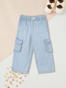 max - Girls Washed Wide Leg Cargo Jeans