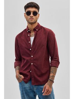 Snitch - Men Maroon Polyester Collar Neck Shirt