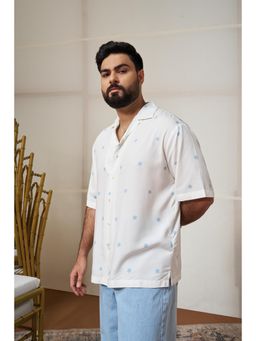 Snitch - X BISMIL White Printed Half Sleeves Relaxed Shirt for Men