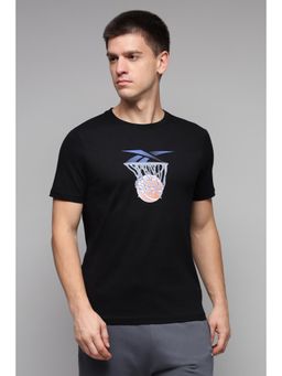 Reebok - Men Black Cotton Round Neck T-Shirt