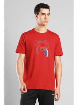 Reebok - Men Red Cotton Round Neck T-Shirt