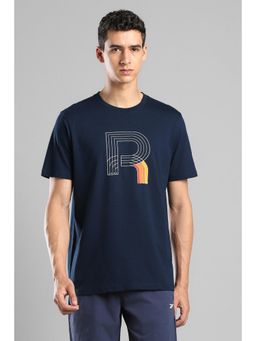 Reebok - Men Navy Blue Cotton Round Neck T-Shirt