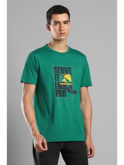 Reebok - Men Green Cotton Round Neck T-Shirt