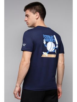 Reebok - Men Navy Blue Cotton Round Neck T-Shirt